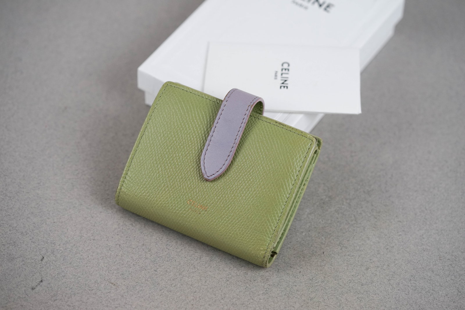 CELINE PARIS GREEN LEATHER WALLET PURSE W/ BOX & PAPERS - 3