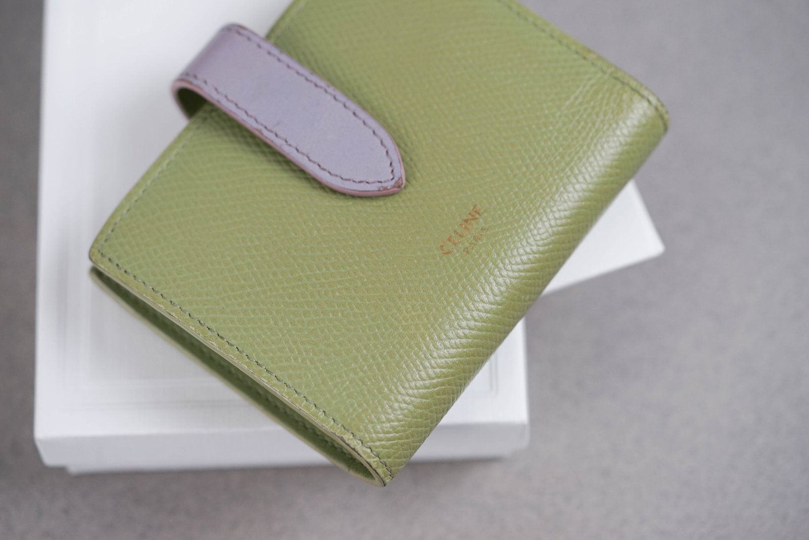 CELINE PARIS GREEN LEATHER WALLET PURSE W/ BOX & PAPERS - 5