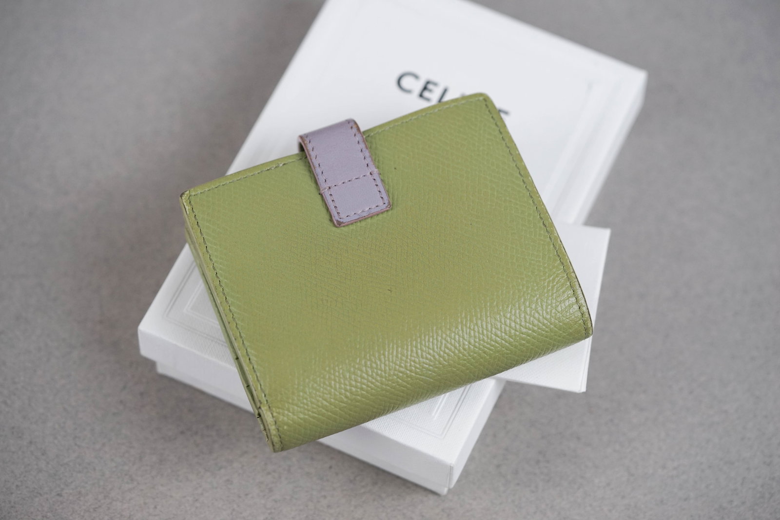 CELINE PARIS GREEN LEATHER WALLET PURSE W/ BOX & PAPERS - 6