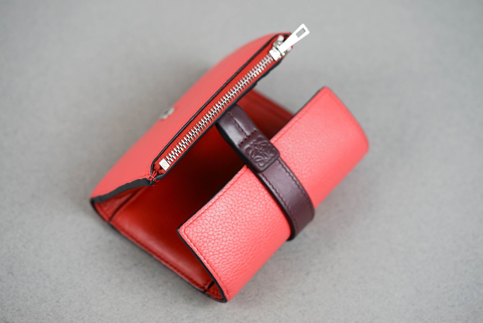LOEWE PINK & BURGUNDY LEATHER WALLET PURSE - 5