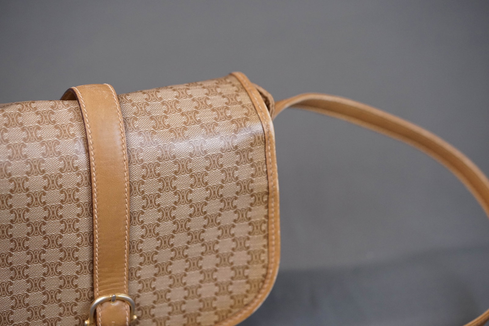 CELINE MACADAM BROWN SHOULDER BAG - 5