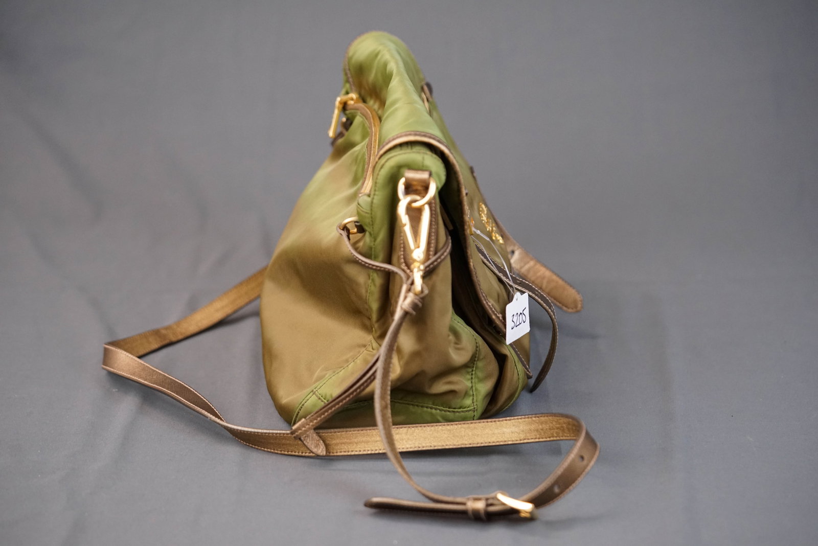 PRADA KHAKI NYLON SHOULDER BAG - 10