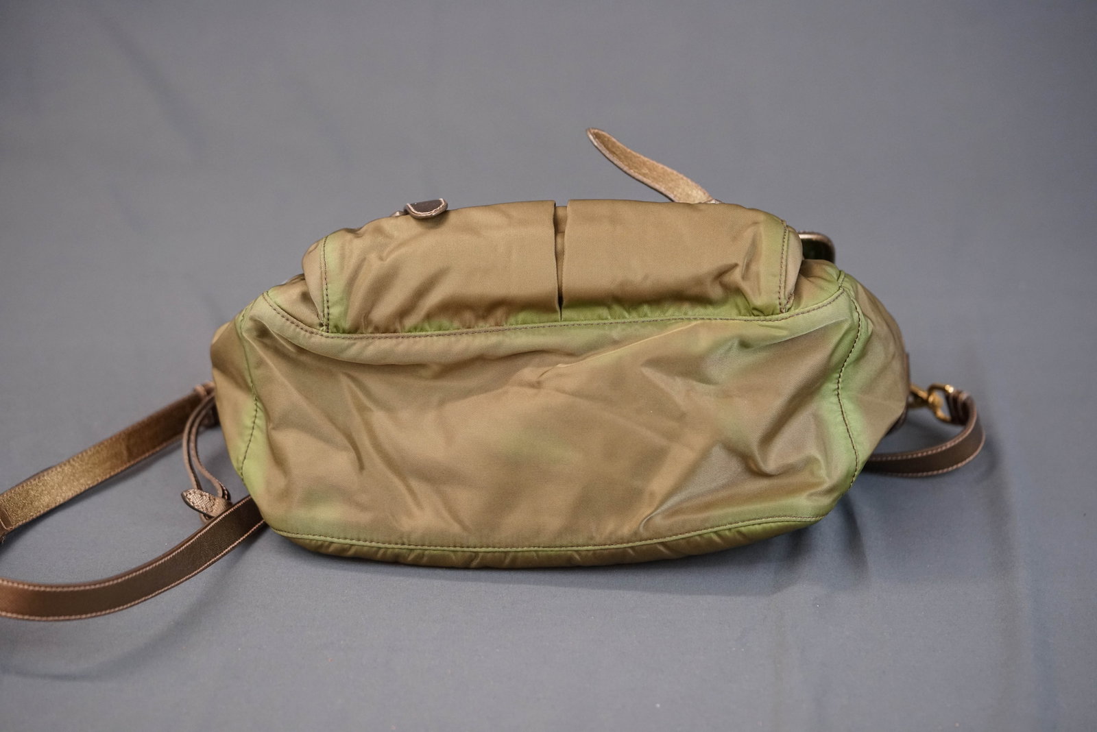 PRADA KHAKI NYLON SHOULDER BAG - 11