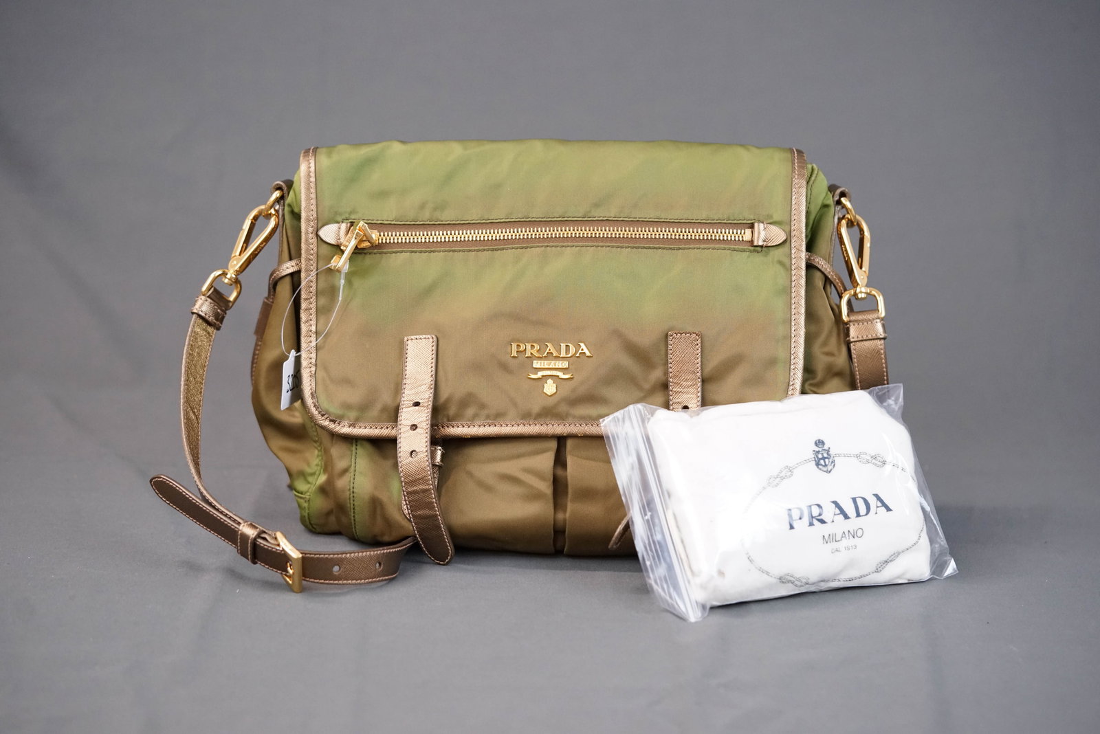 PRADA KHAKI NYLON SHOULDER BAG (1 of 11)