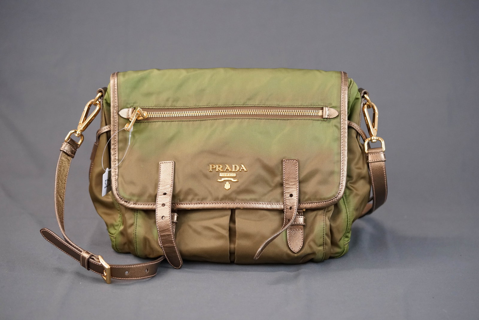 PRADA KHAKI NYLON SHOULDER BAG - 2
