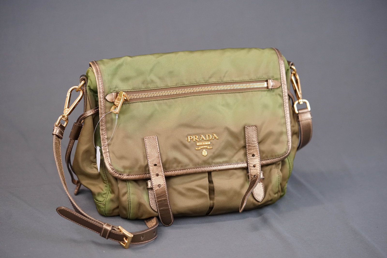 PRADA KHAKI NYLON SHOULDER BAG - 5