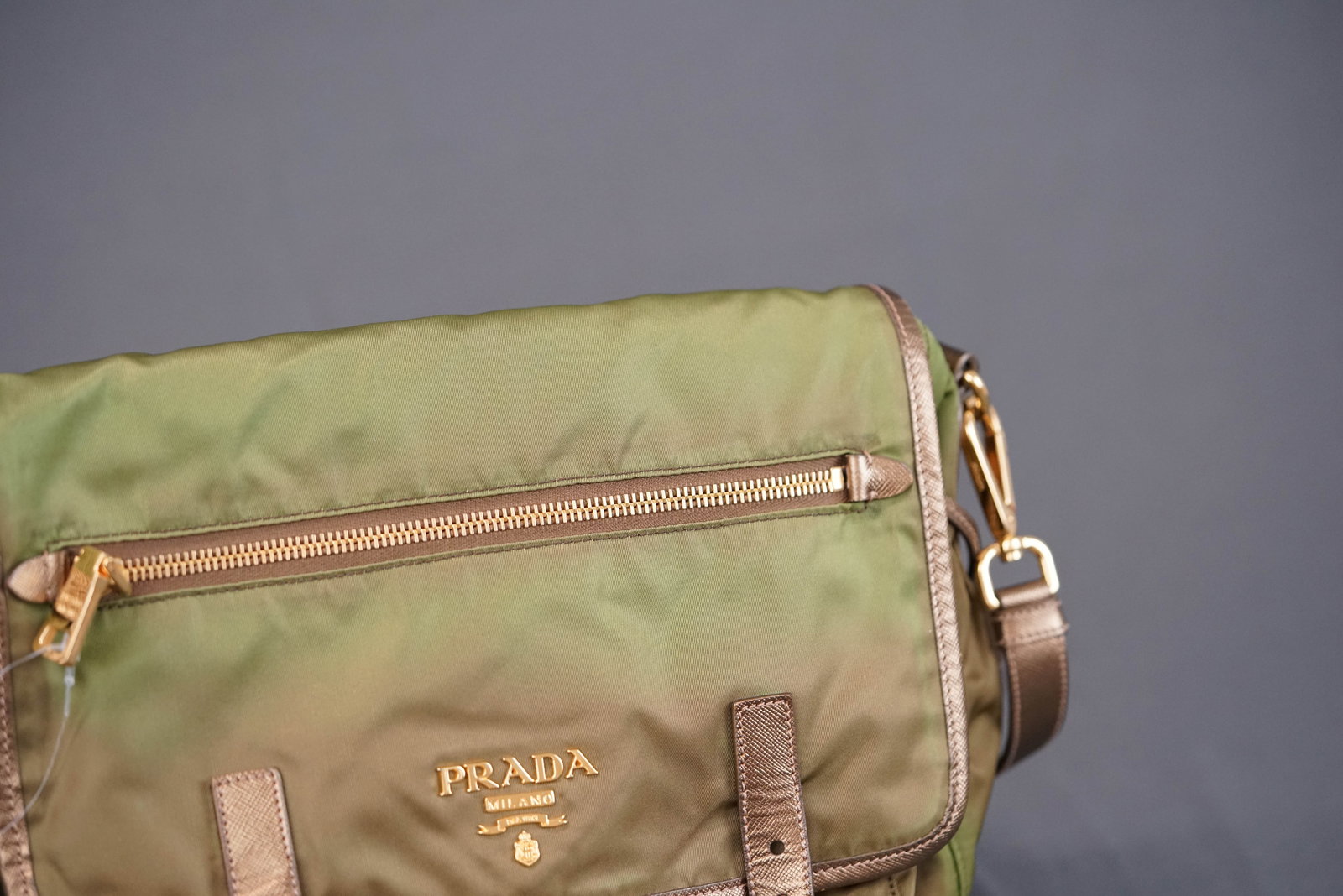PRADA KHAKI NYLON SHOULDER BAG - 6