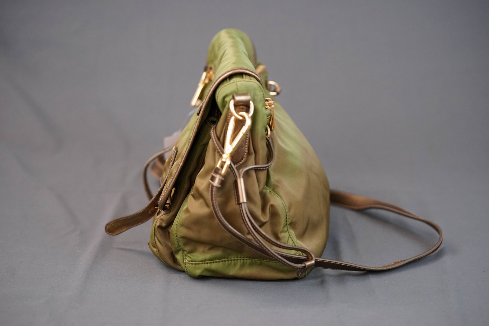 PRADA KHAKI NYLON SHOULDER BAG - 8