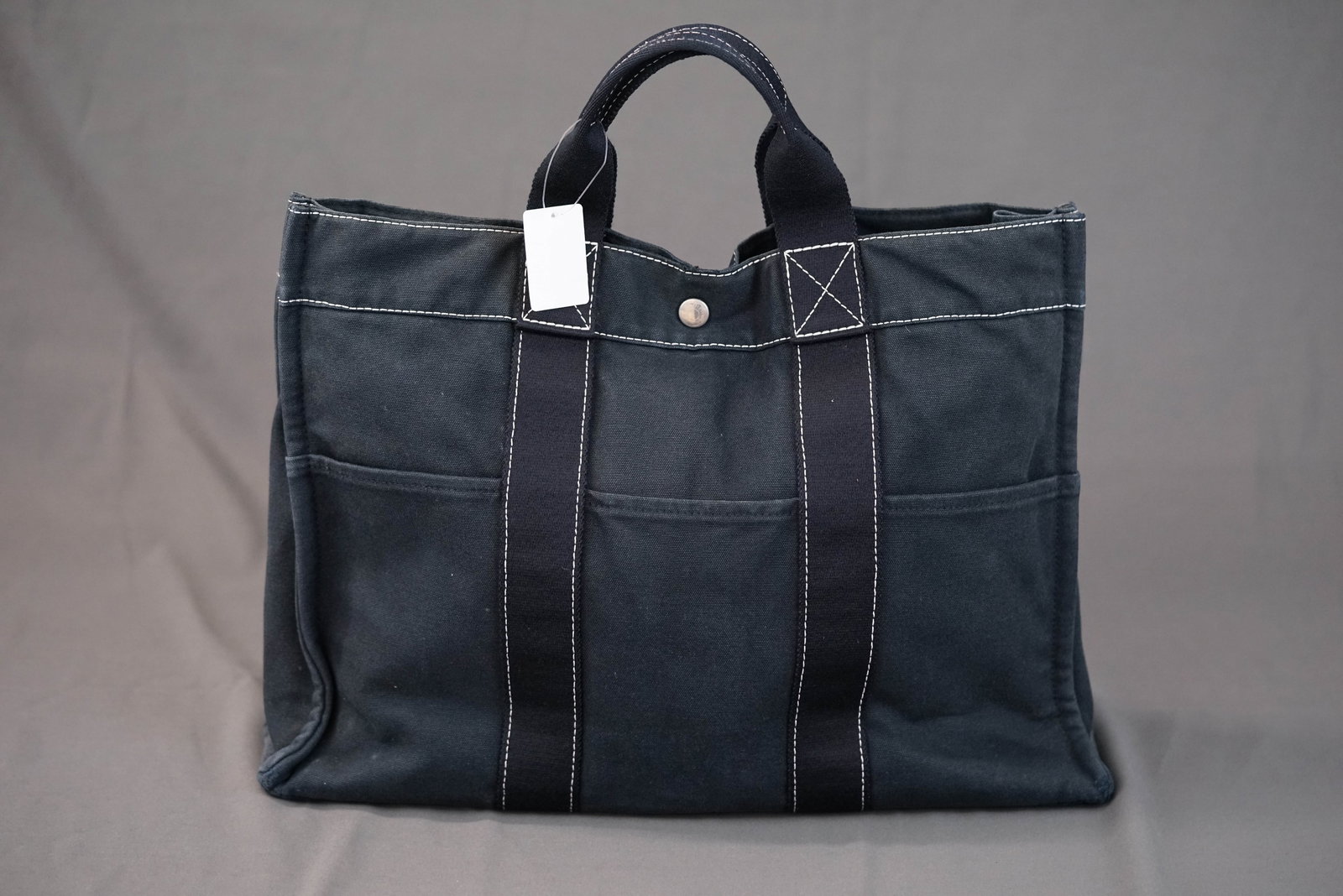 HERMES DEAUVILLE TOTE BAG NAVY MEDIUM - 8