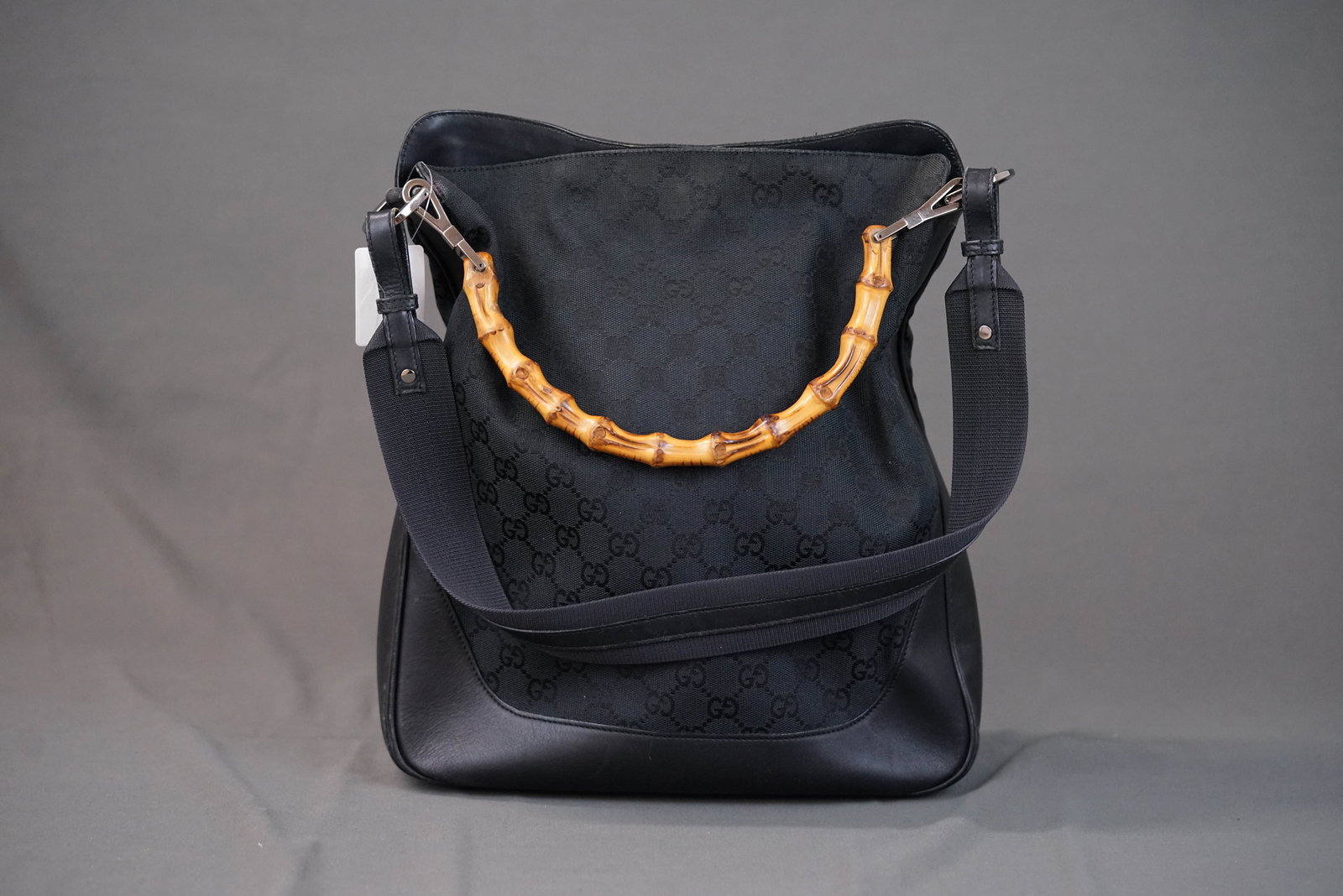 GUCCI GG BAMBOO CANVAS HANDBAG 1705 BLACK - 2