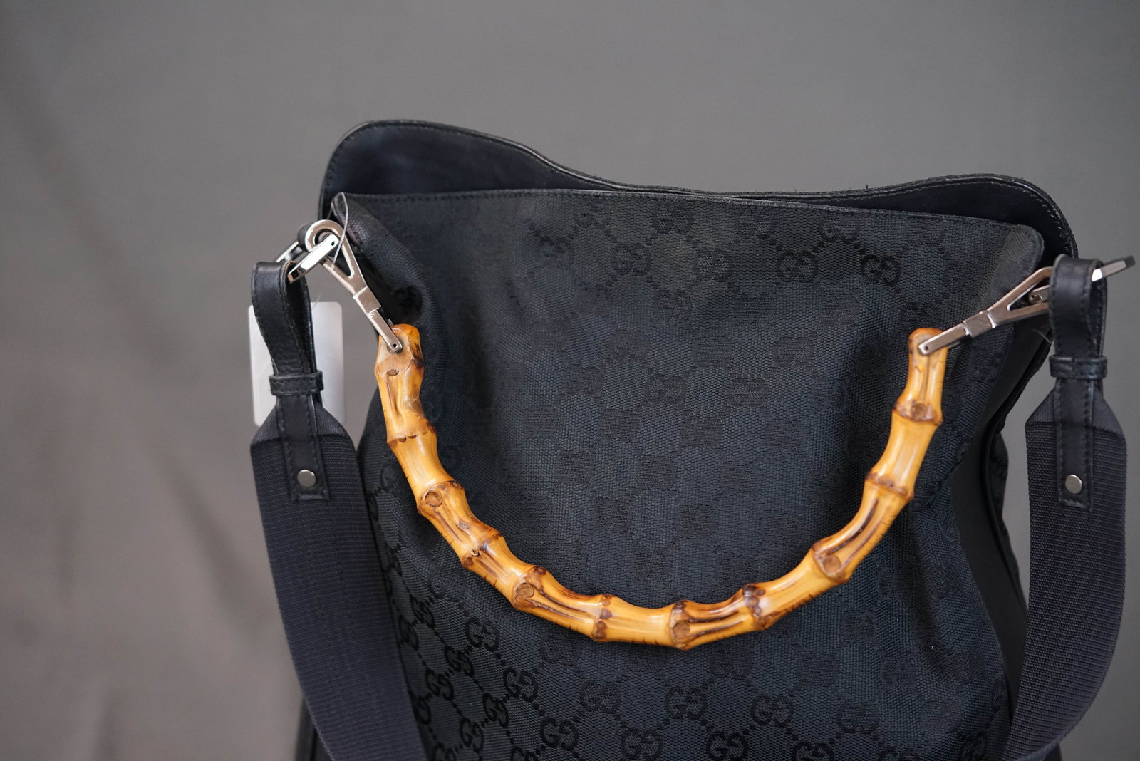 GUCCI GG BAMBOO CANVAS HANDBAG 1705 BLACK - 3