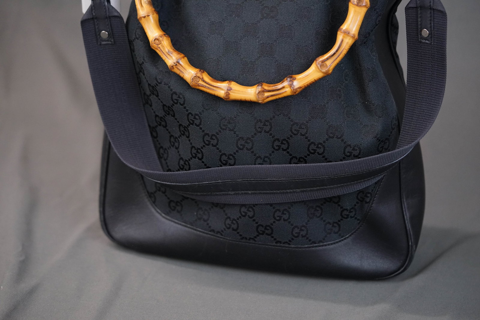 GUCCI GG BAMBOO CANVAS HANDBAG 1705 BLACK - 4