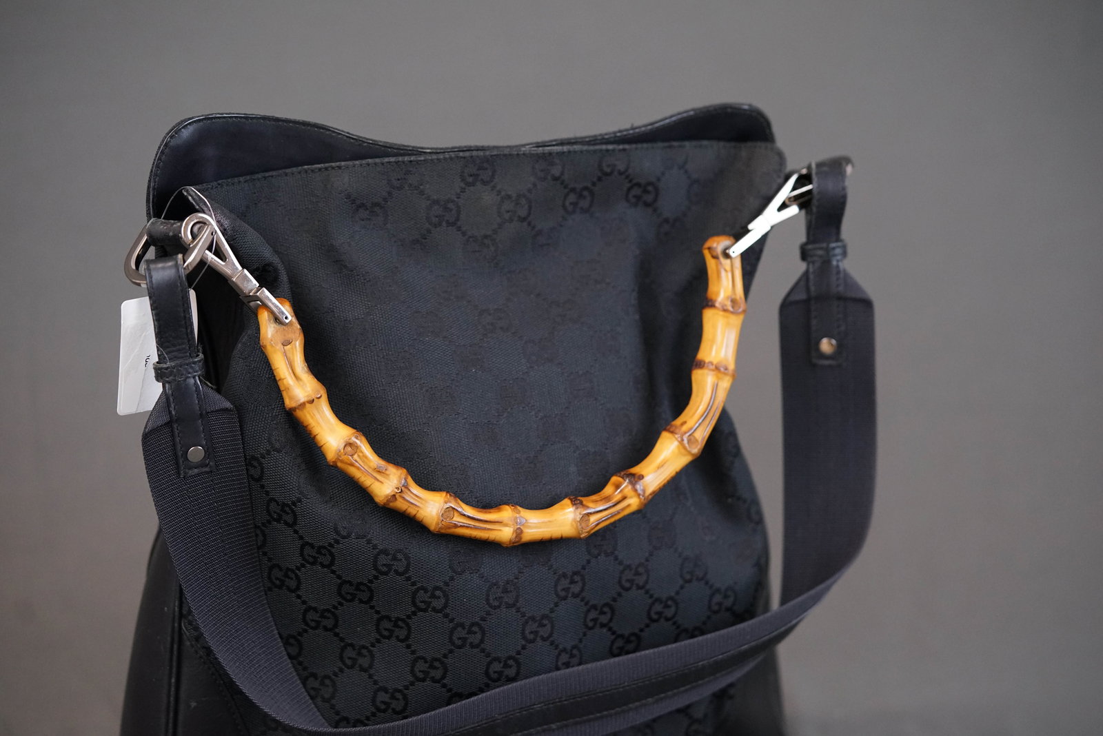 GUCCI GG BAMBOO CANVAS HANDBAG 1705 BLACK - 5