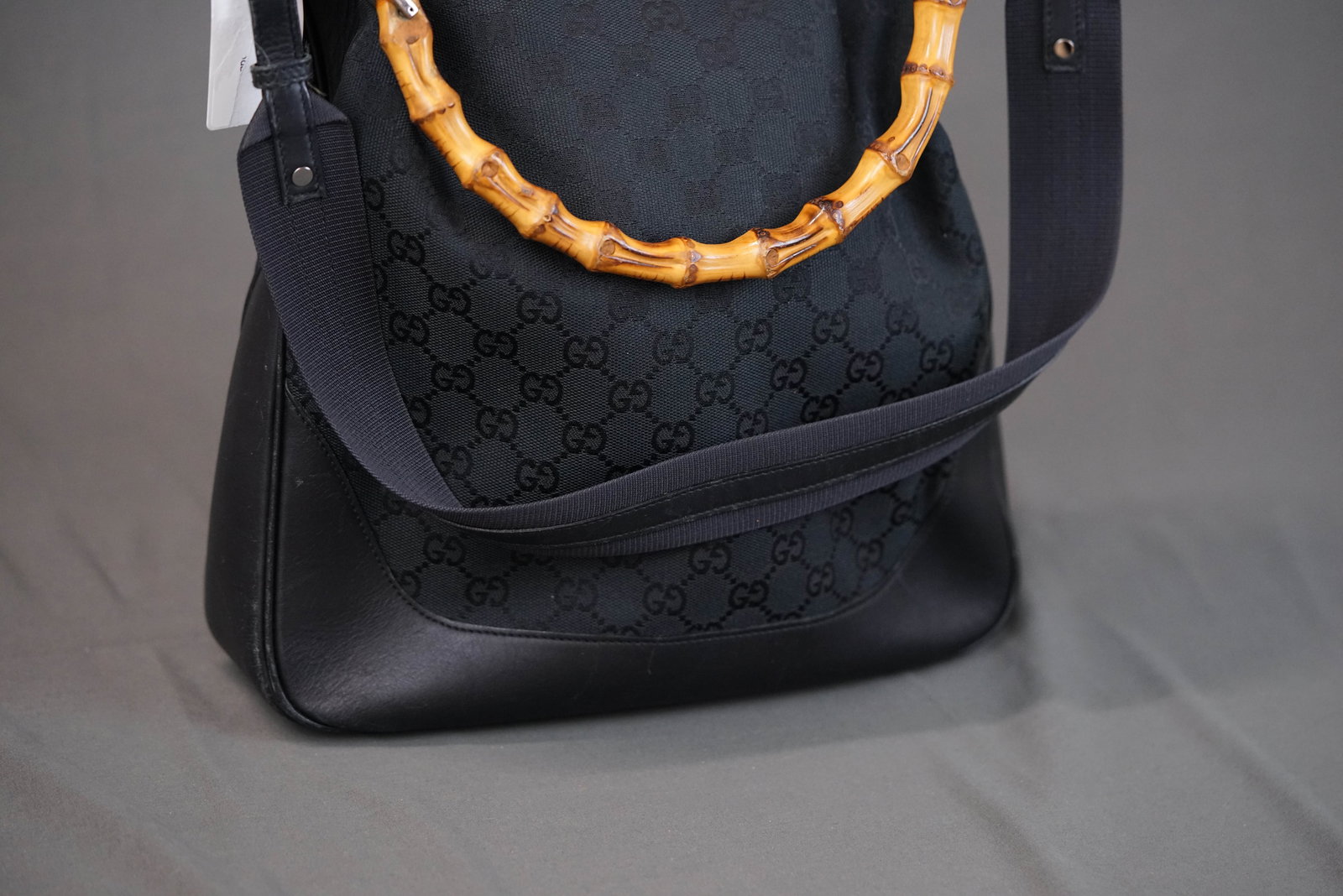 GUCCI GG BAMBOO CANVAS HANDBAG 1705 BLACK - 6