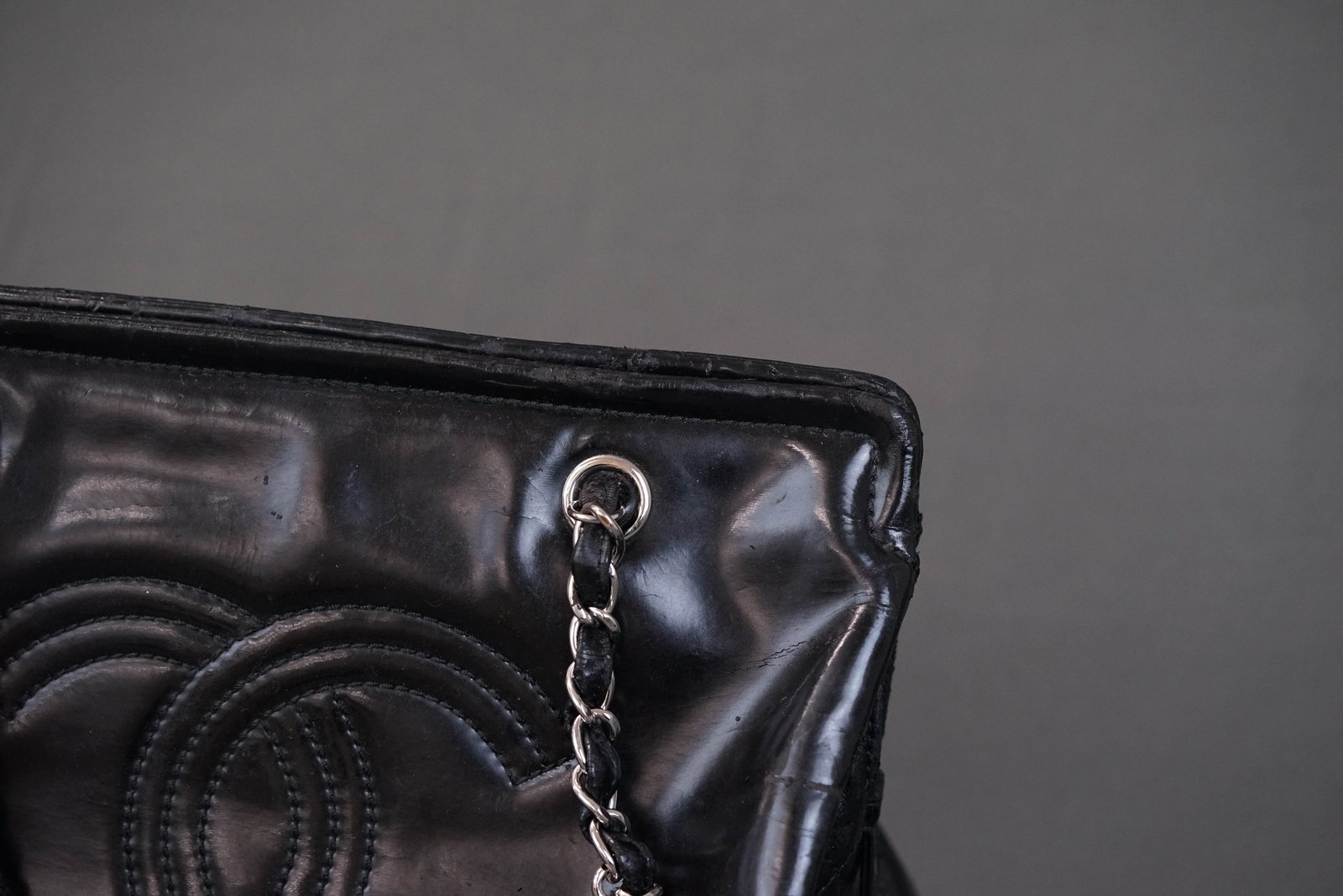CHANEL CHAIN SHOULDER BAG BLACK PATENT LEATHER 14155140 - 4