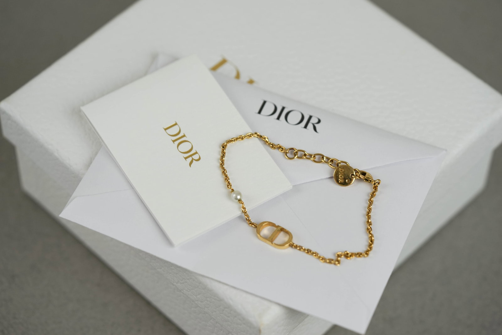 DIOR 30 MONTAIGNE GOLD PLATED BRACELET W/ BOX & POUCH - 5
