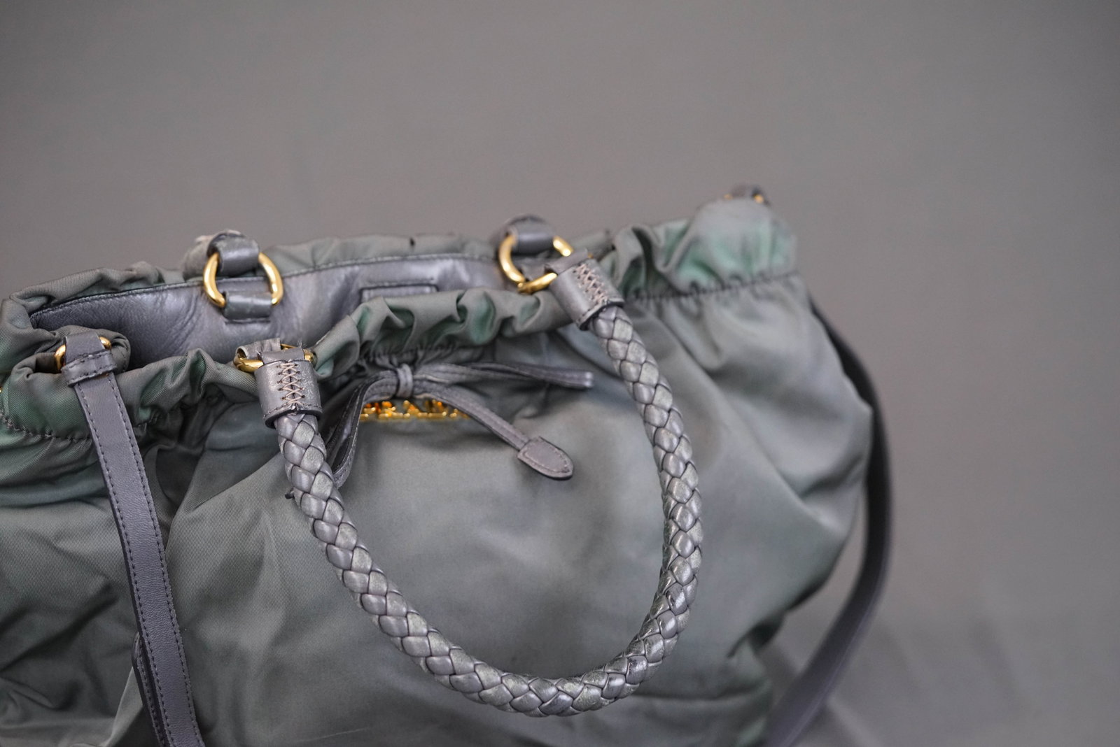 PRADA KHAKI NYLON HANDBAG - 5