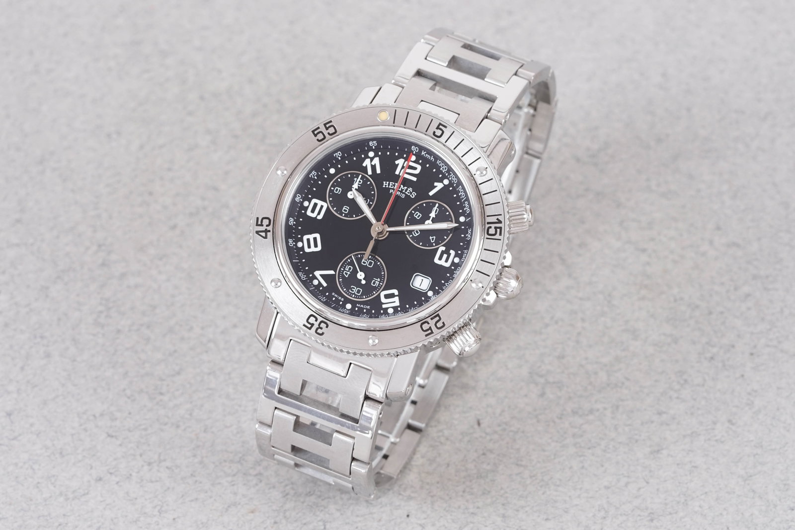 HERMES CLIPPER CHRONOGRAPH W/ BOX & PAPERS REF. CL2.915 - 2