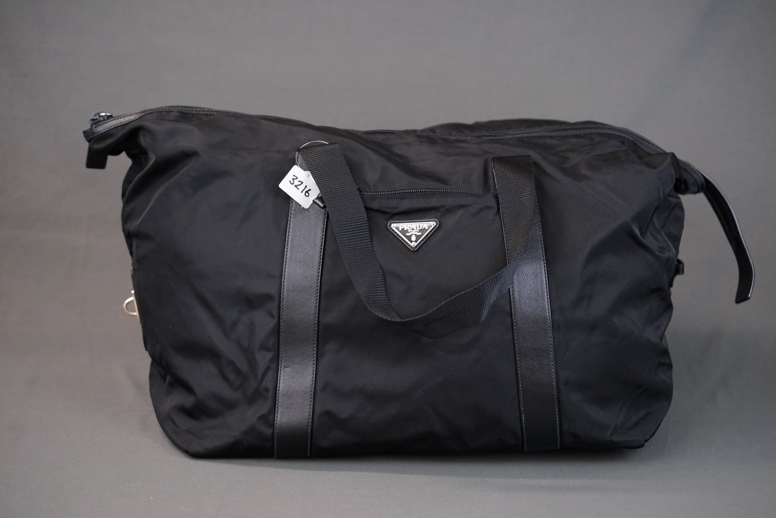 PRADA POCONO BLACK NYLON TOTE BAG: PRADA POCONO BLACK NYLON TOTE BAG, width 42cm, height 38cm, 23depth cm. If you have any questions regarding this lot please contact us. For further information on our auction, please refer to our T &a