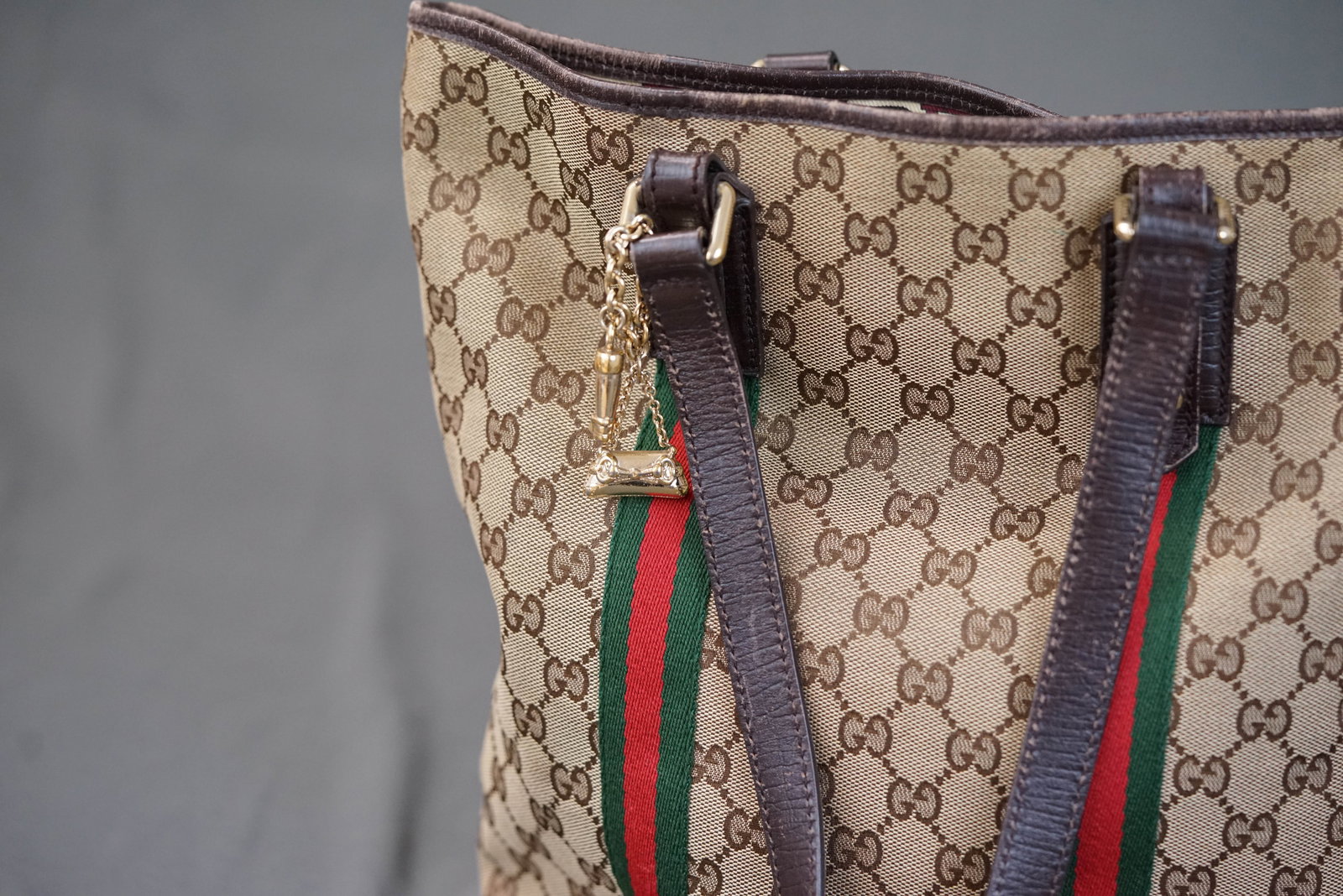 GUCCI GG CANVAS SHERRY LINE TOTE BAG 203998 - 2