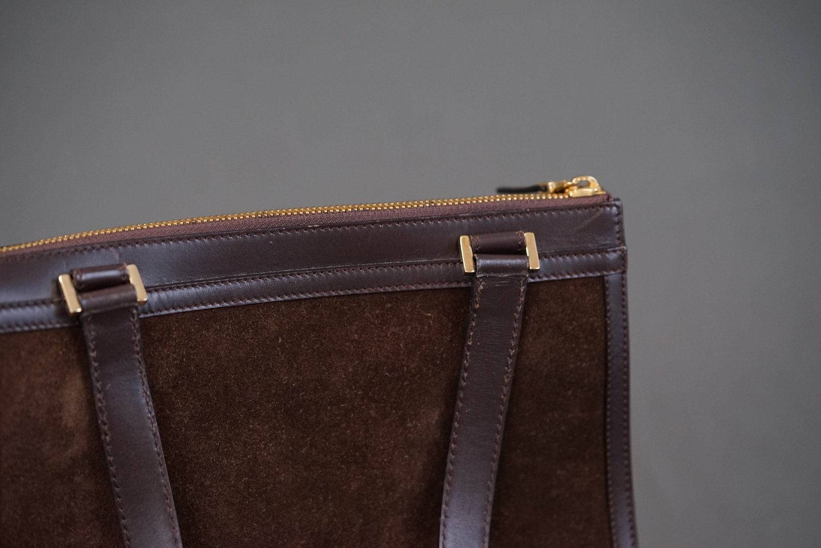 SALVATORE FERRAGAMO GANCINI LEATHER SUEDE SHOULDER BAG AQ 211909 - 10