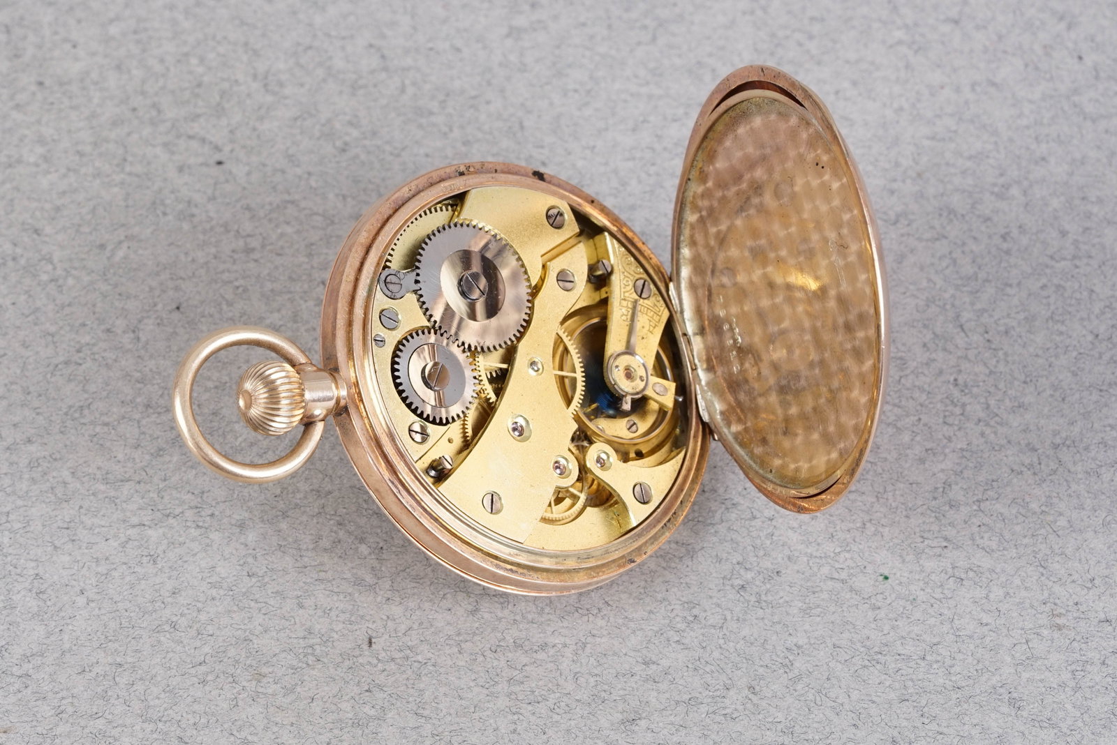 9CT GOLD HALF HUNTER POCKET WATCH - 6