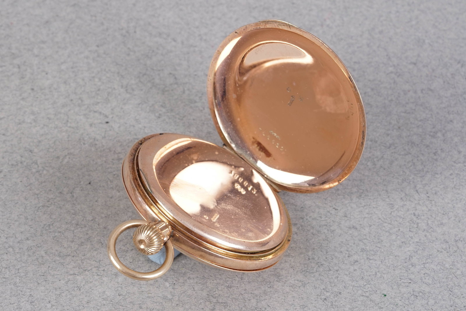 9CT GOLD HALF HUNTER POCKET WATCH - 7