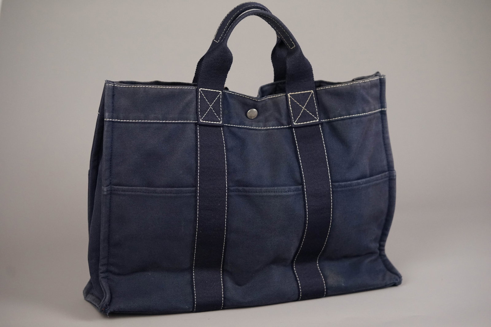 HERMES DEAUVILLE TOTE BAG NAVY - 2