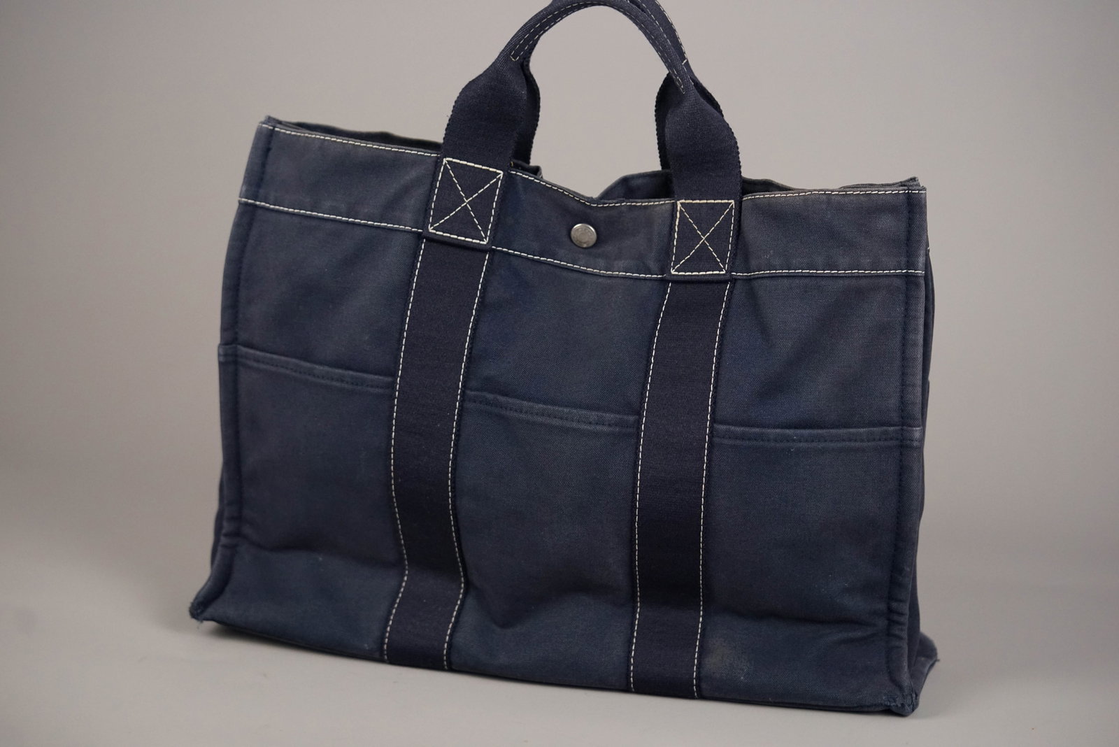 HERMES DEAUVILLE TOTE BAG NAVY - 3