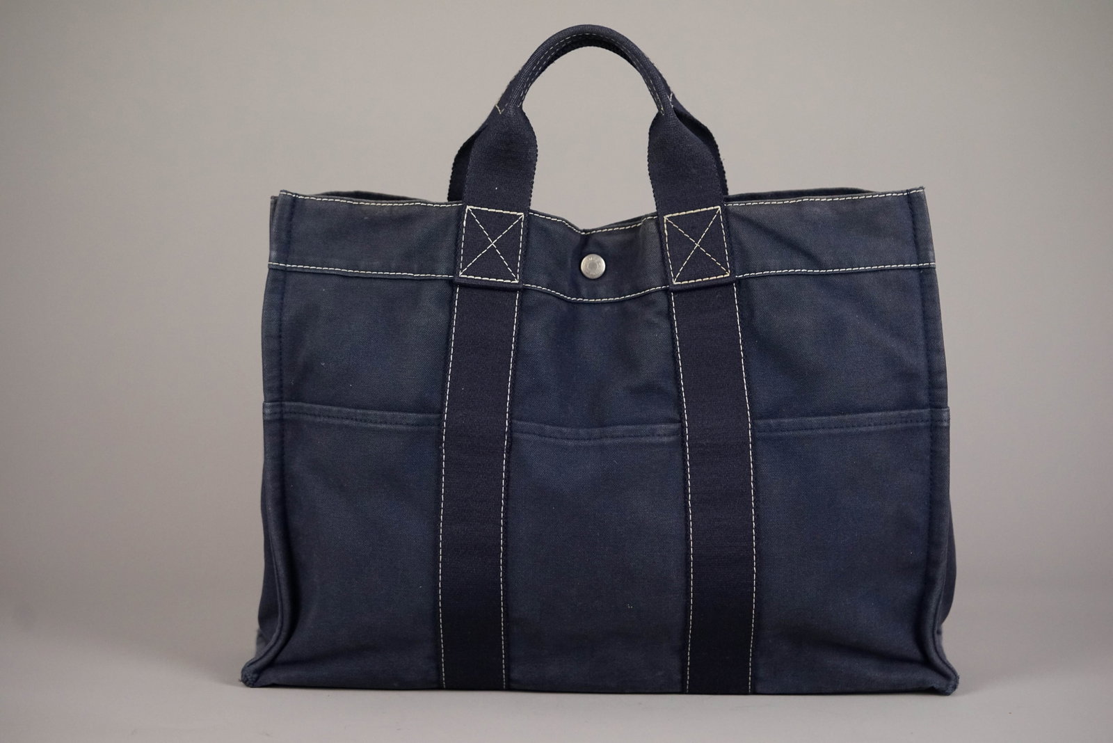 HERMES DEAUVILLE TOTE BAG NAVY - 6