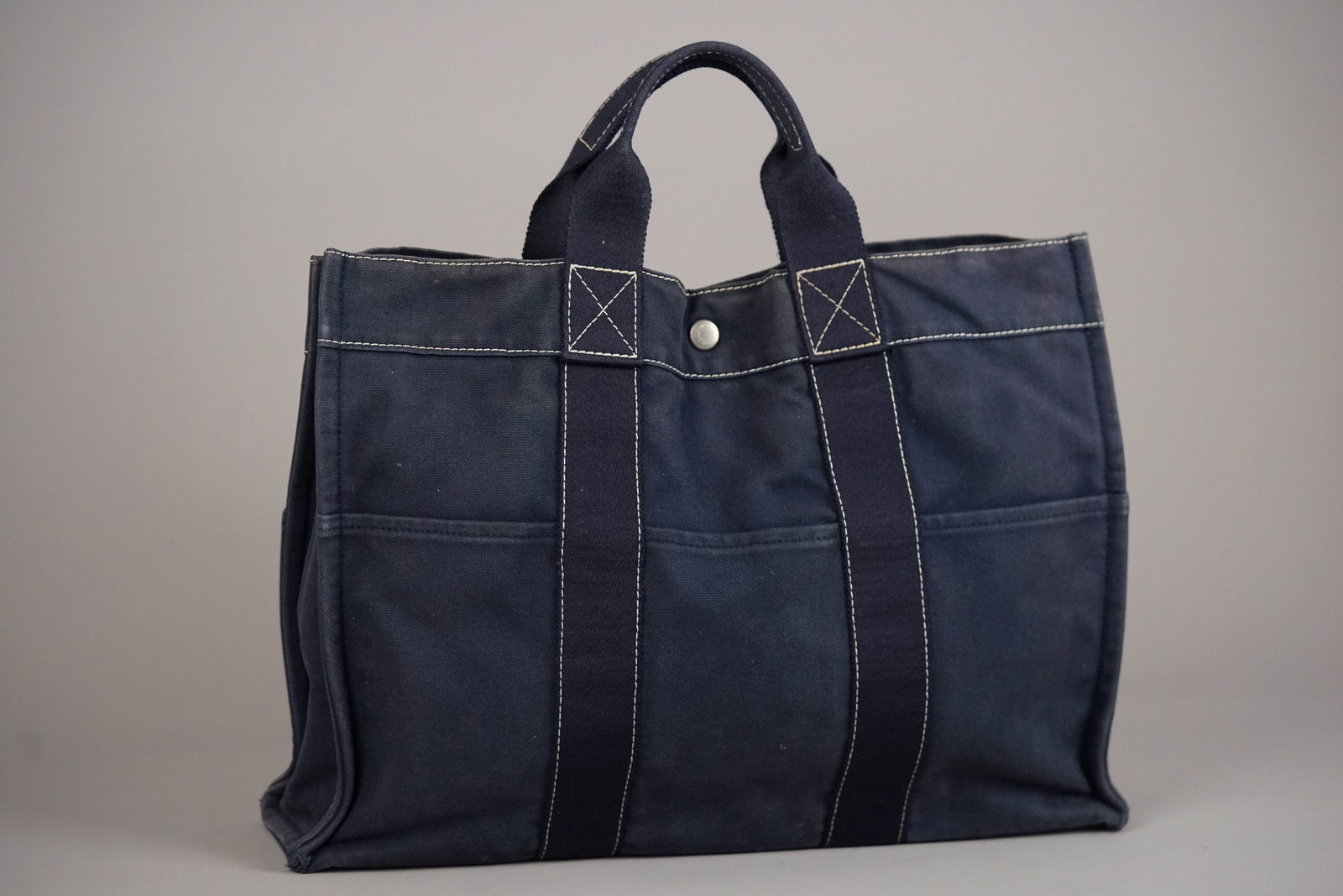 HERMES DEAUVILLE TOTE BAG NAVY - 7