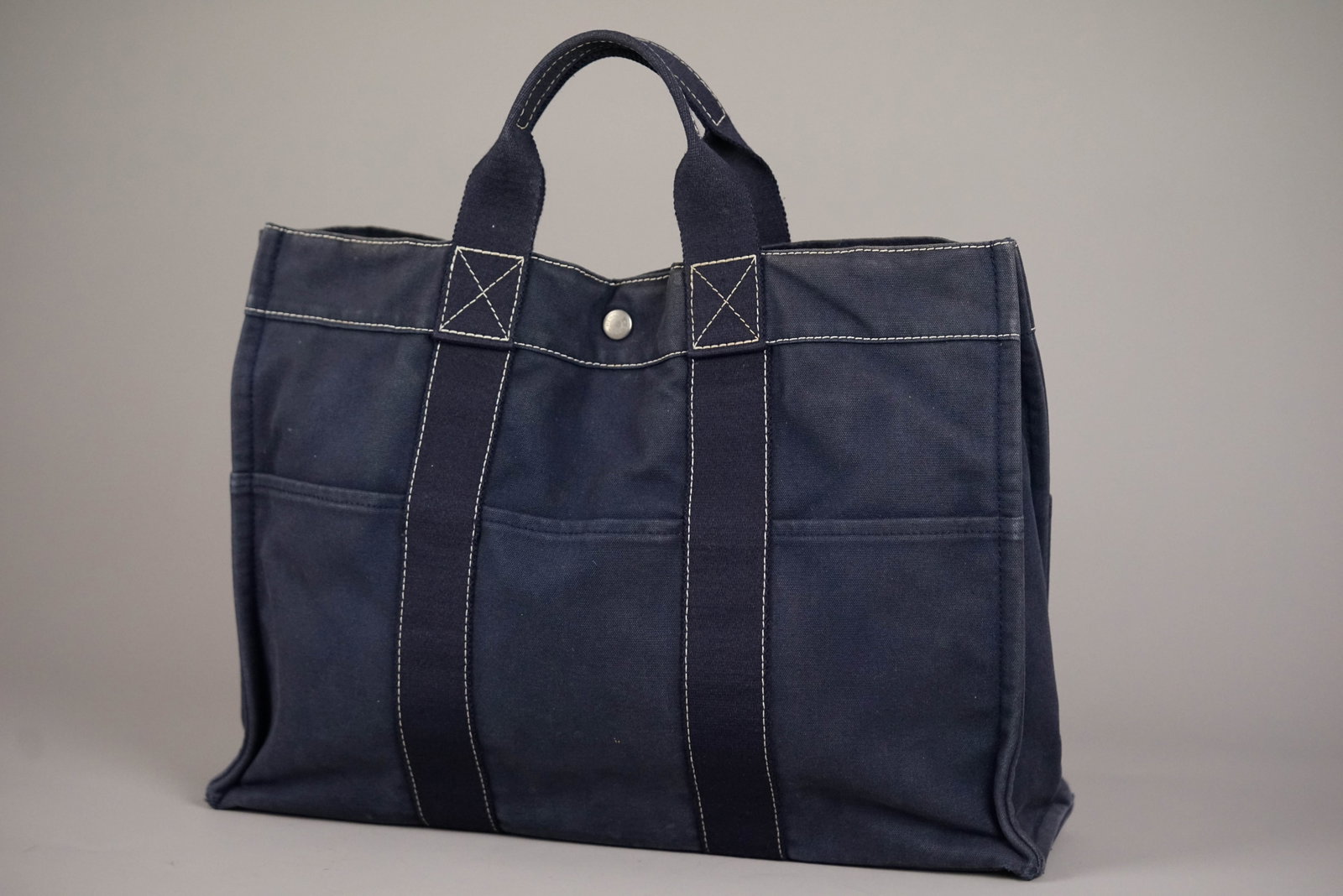 HERMES DEAUVILLE TOTE BAG NAVY - 8