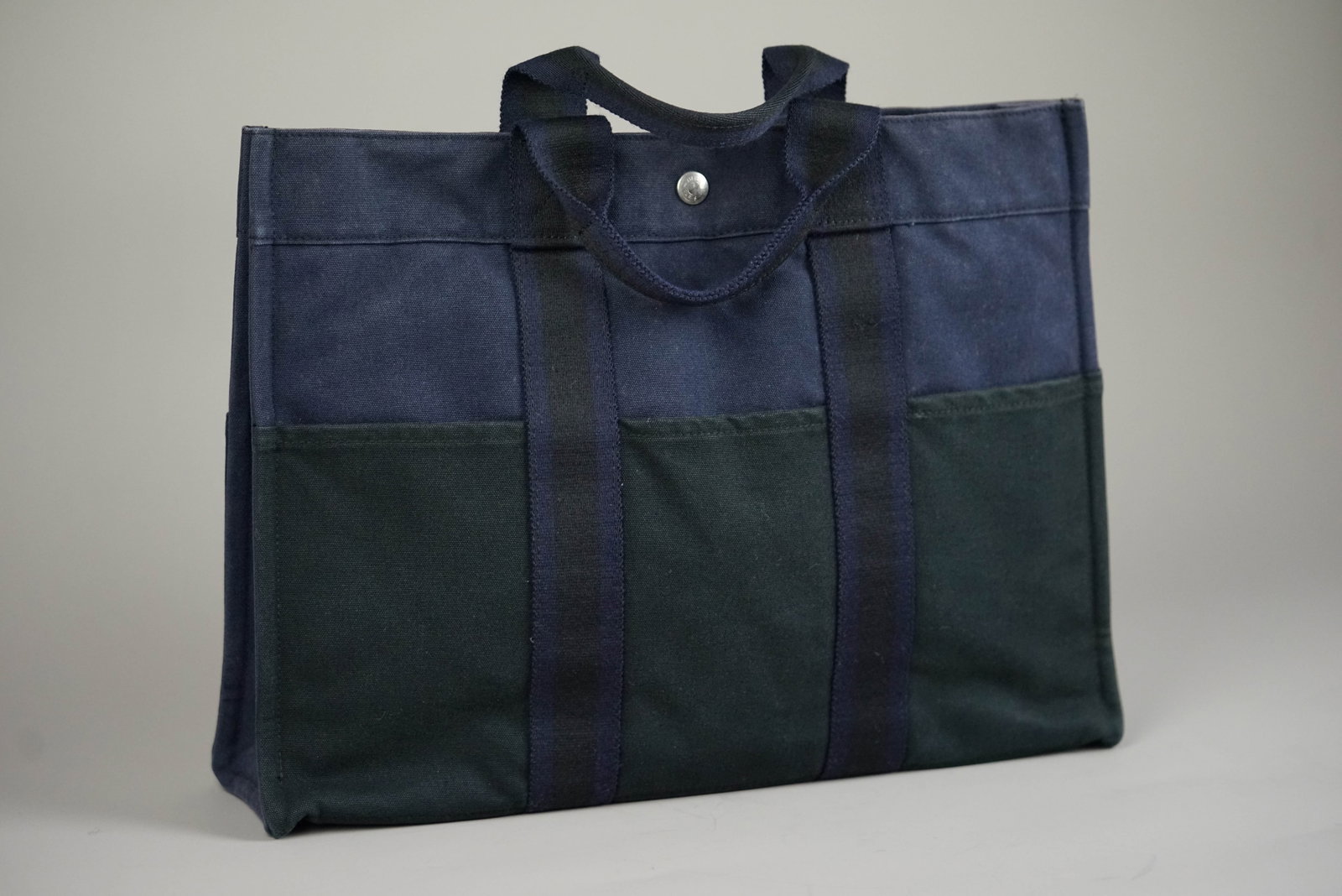 HERMES MM TOTE BAG CANVAS TWO-TONE - 3