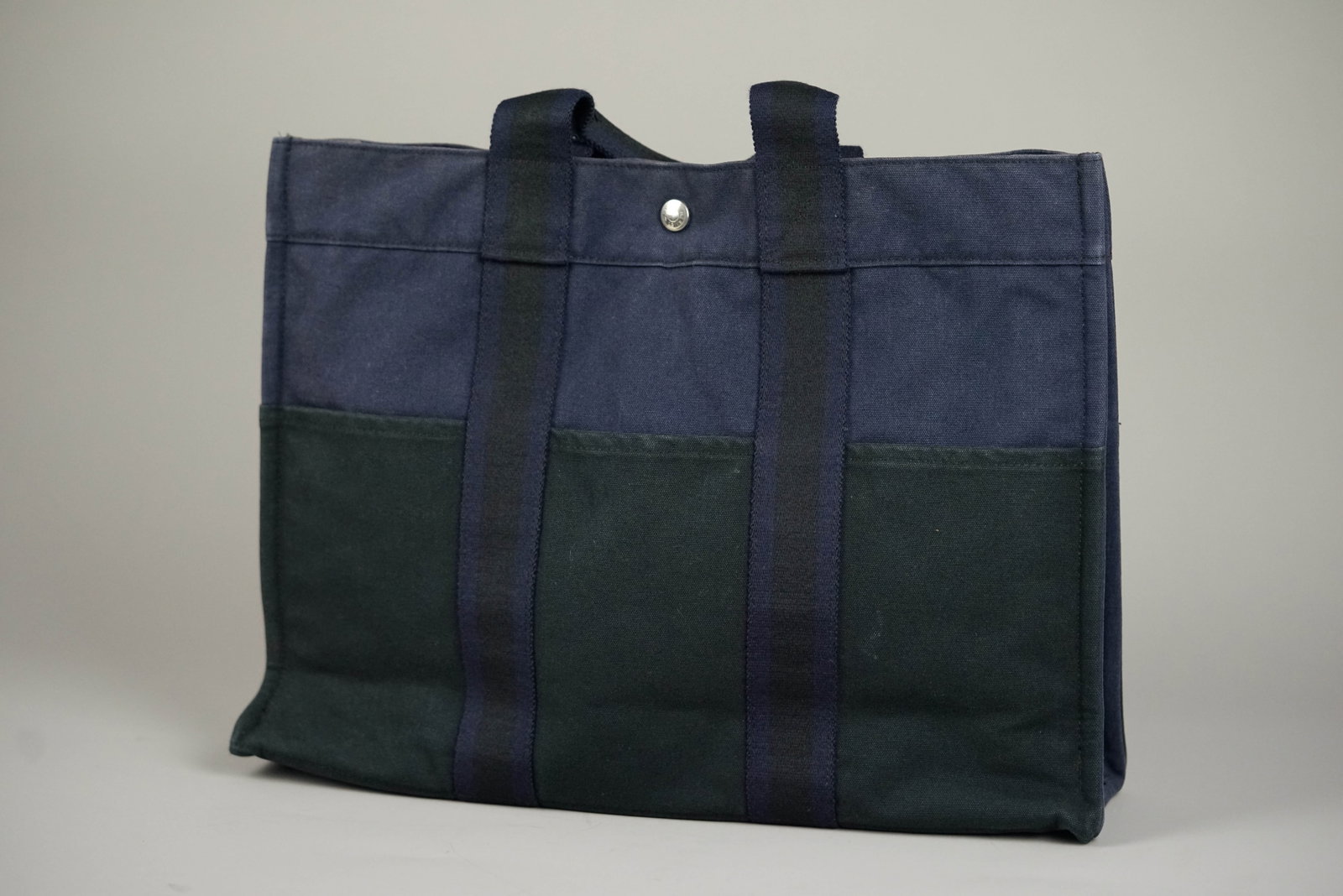 HERMES MM TOTE BAG CANVAS TWO-TONE - 8