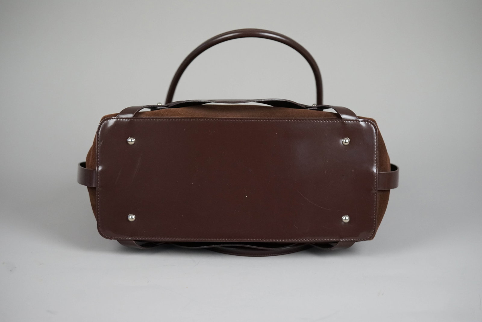 SALVATORE FERRAGAMO GANCINI TOTE BAG SUEDE BROWN - 10