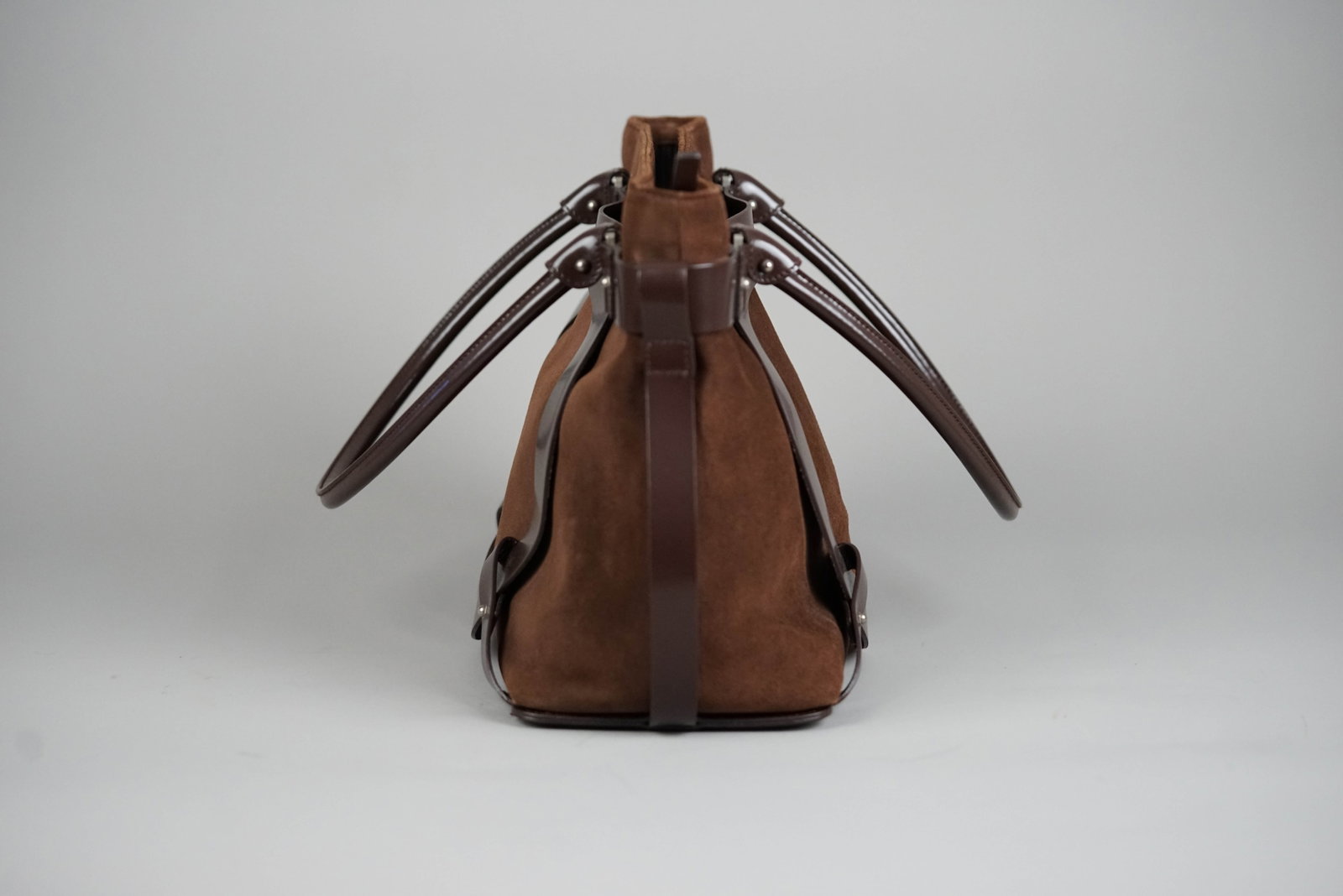 SALVATORE FERRAGAMO GANCINI TOTE BAG SUEDE BROWN - 5