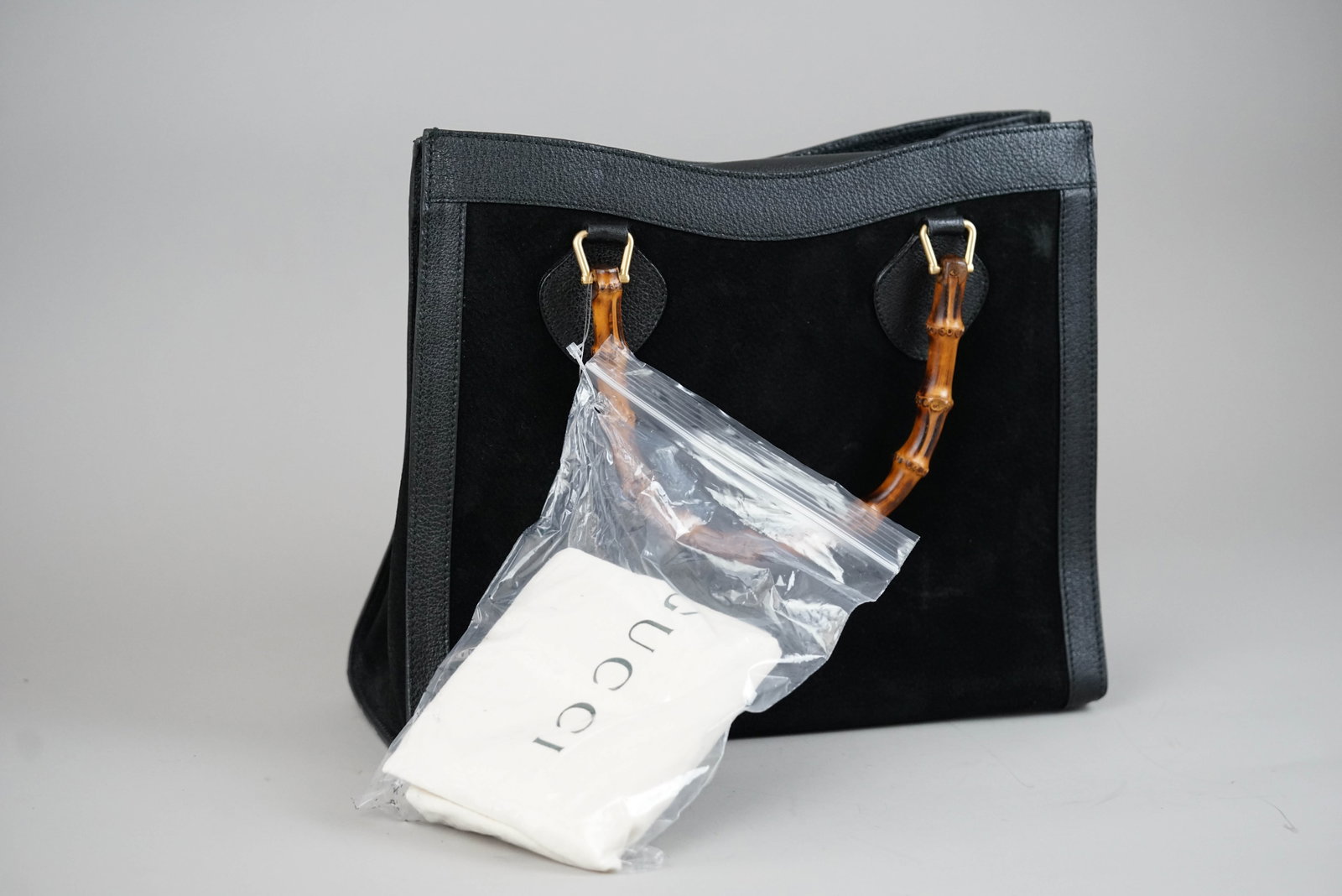 GUCCI BAMBOO HANDBAG SUEDE LEATHER 0260 BLACK - 3