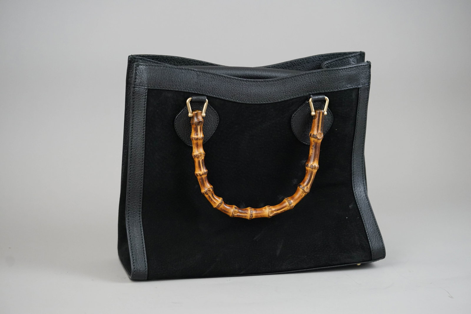 GUCCI BAMBOO HANDBAG SUEDE LEATHER 0260 BLACK - 7