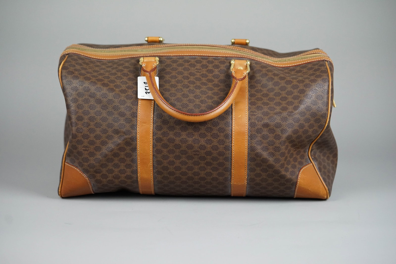 CELINE MACADAM BOSTON BAG BROWN NAME TAG CADENA KEYS - 7