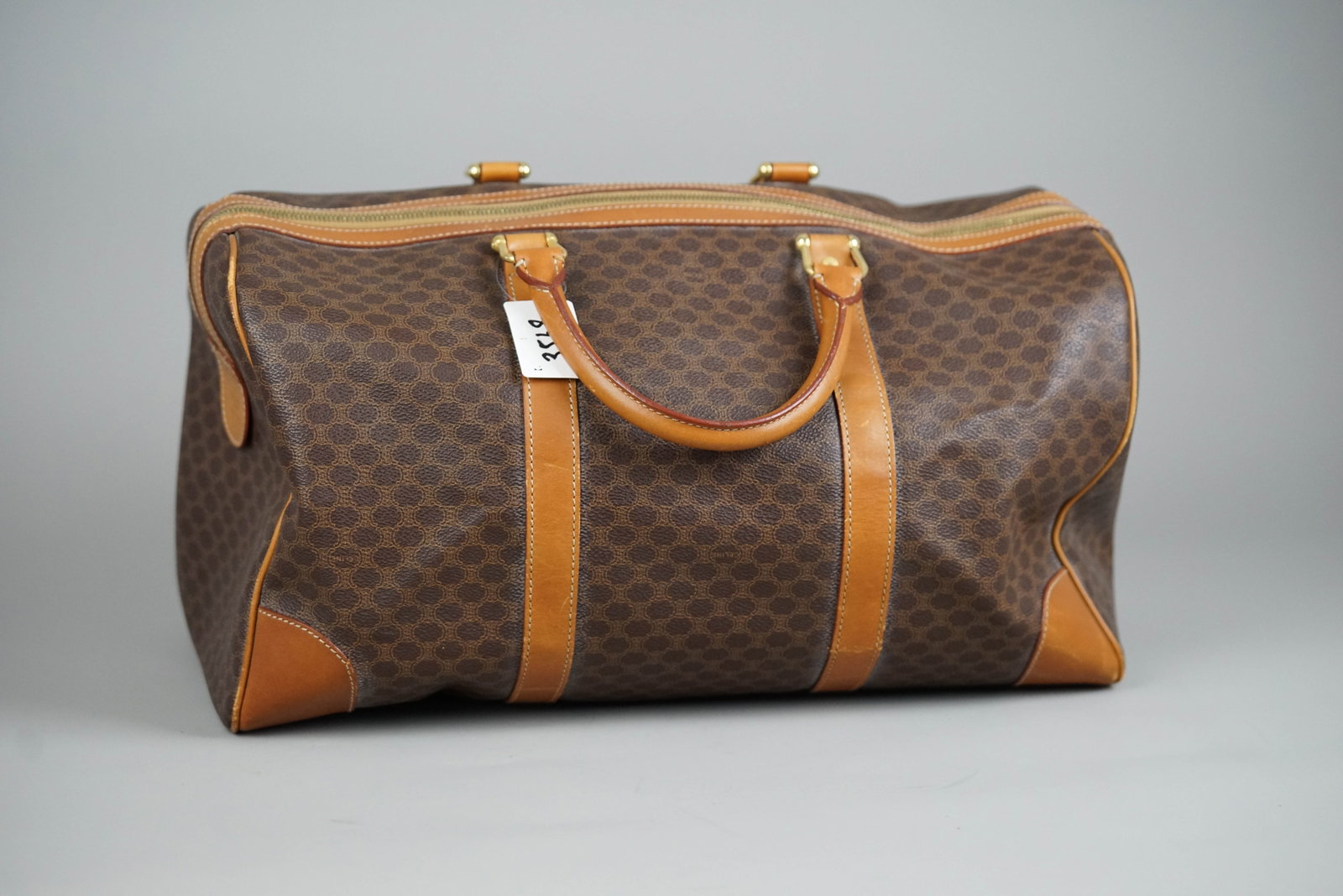 CELINE MACADAM BOSTON BAG BROWN NAME TAG CADENA KEYS - 8