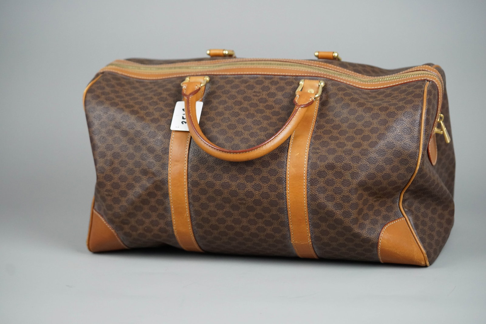 CELINE MACADAM BOSTON BAG BROWN NAME TAG CADENA KEYS - 9