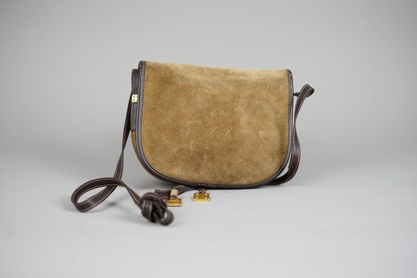LOEWE ANAGRAM SHOULDER BAG SUEDE BROWN - 4