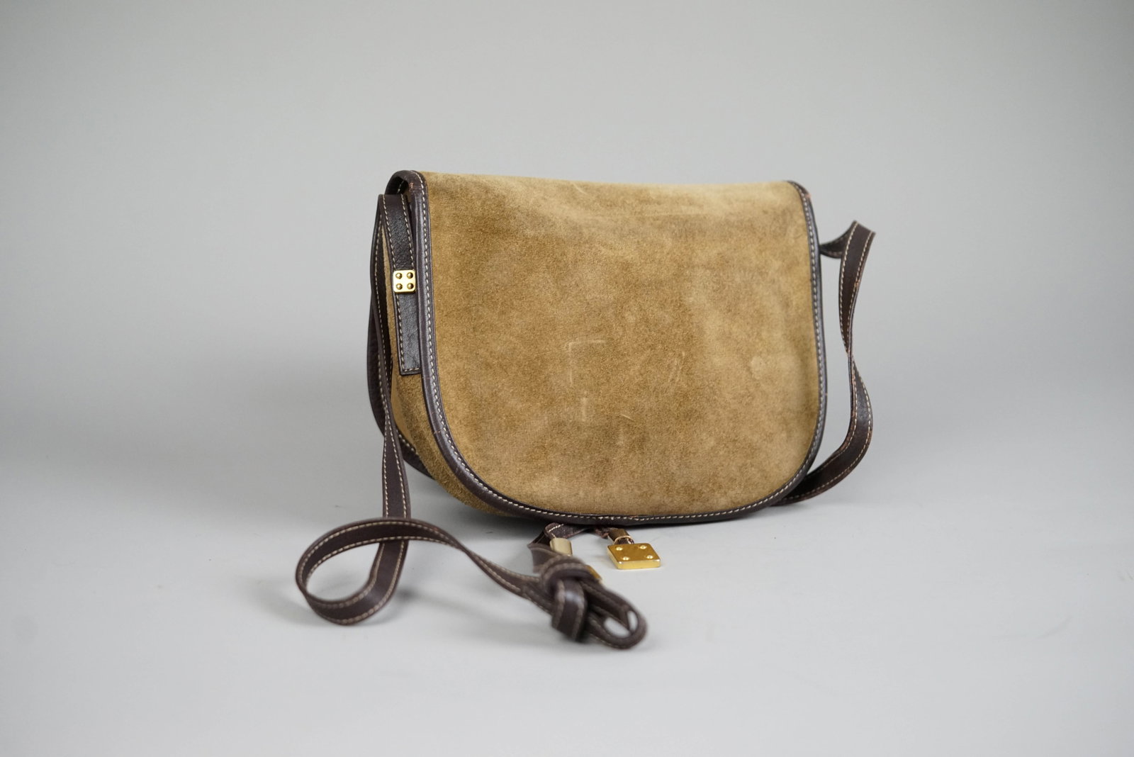 LOEWE ANAGRAM SHOULDER BAG SUEDE BROWN - 5