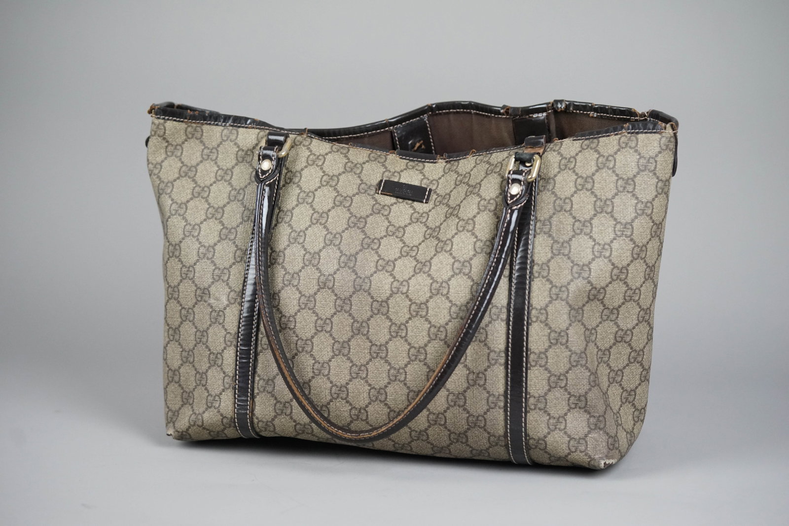 GUCCI GG SUPREME TOTE BAG PVC 524947 BROWN - 3