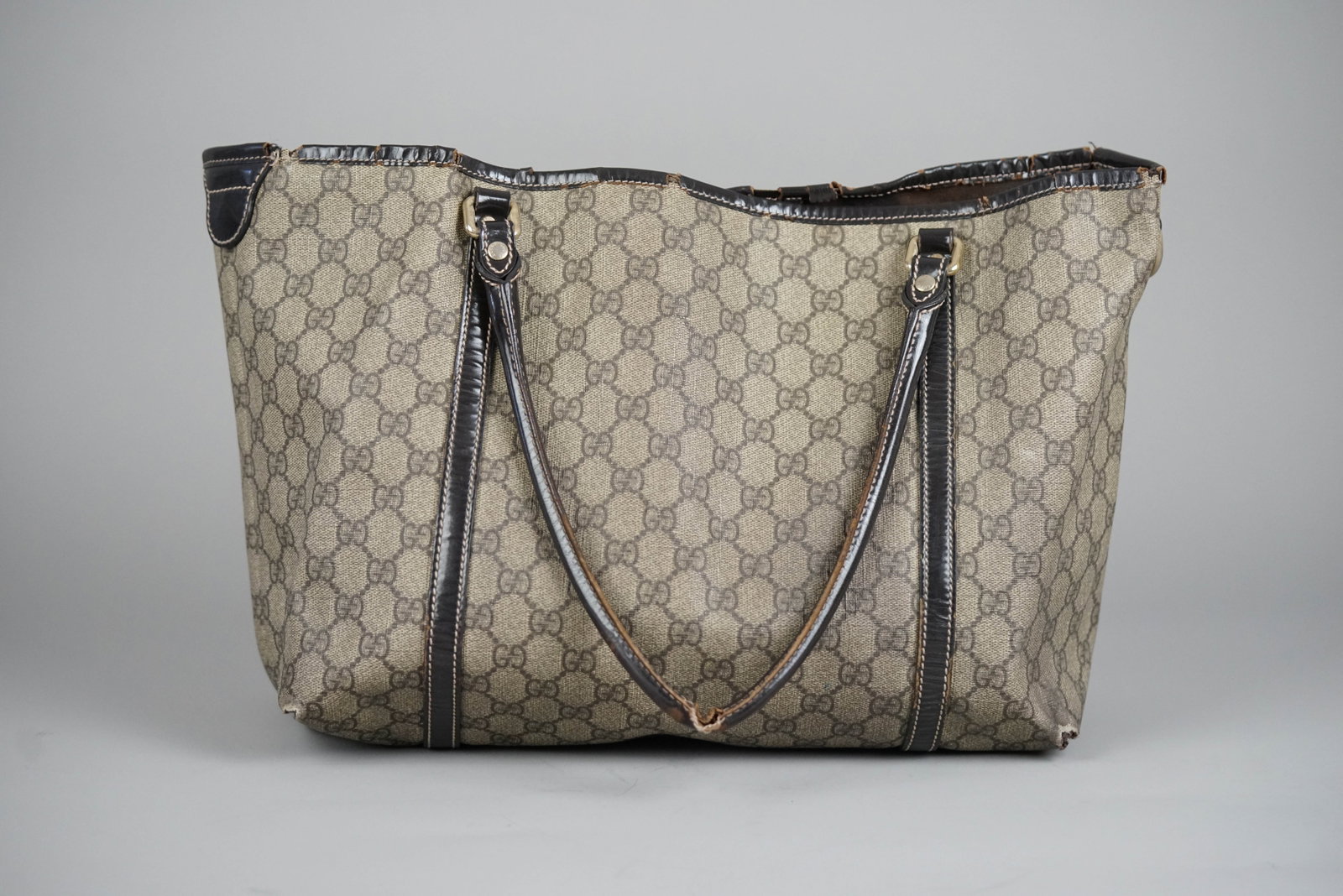GUCCI GG SUPREME TOTE BAG PVC 524947 BROWN - 5