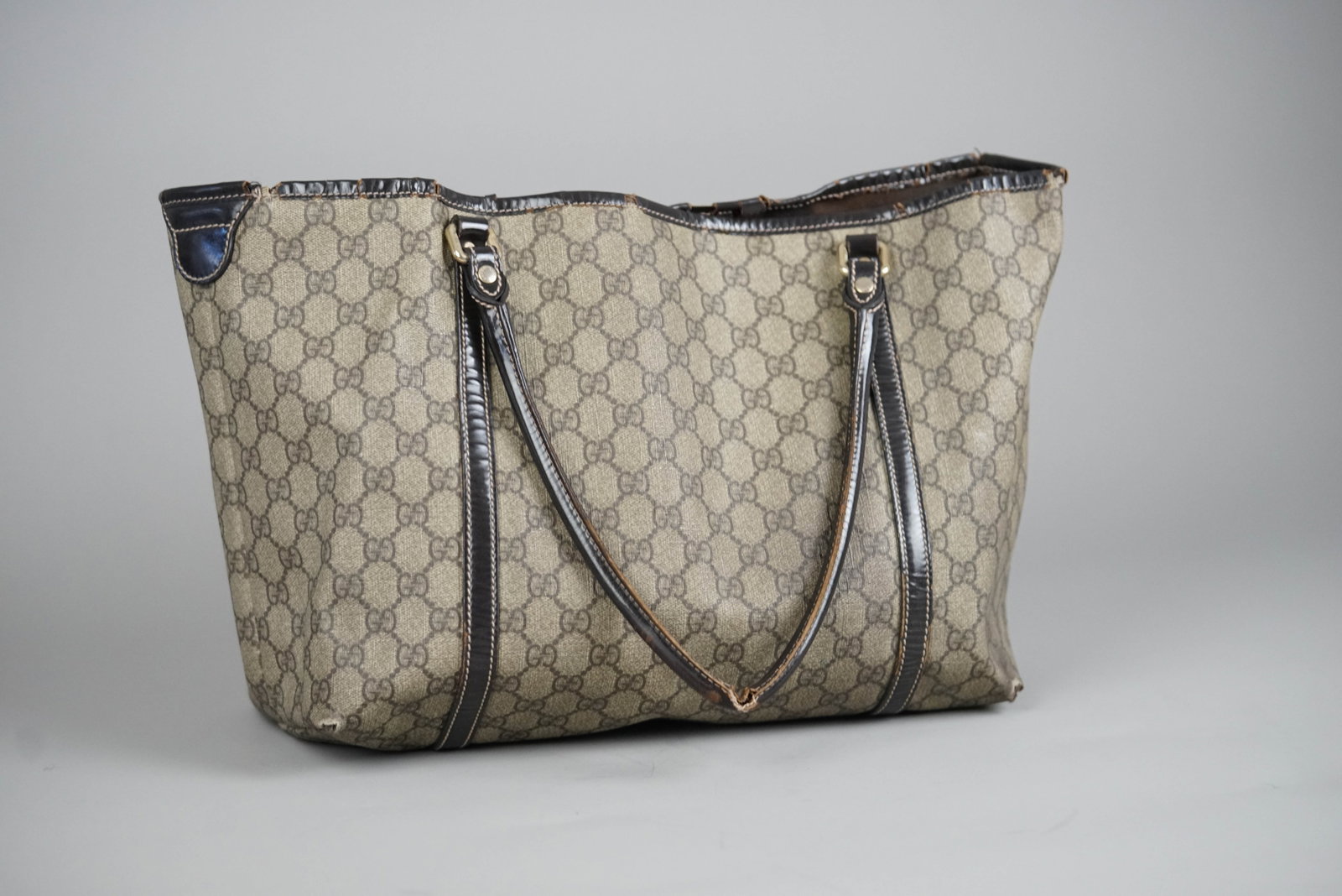 GUCCI GG SUPREME TOTE BAG PVC 524947 BROWN - 6