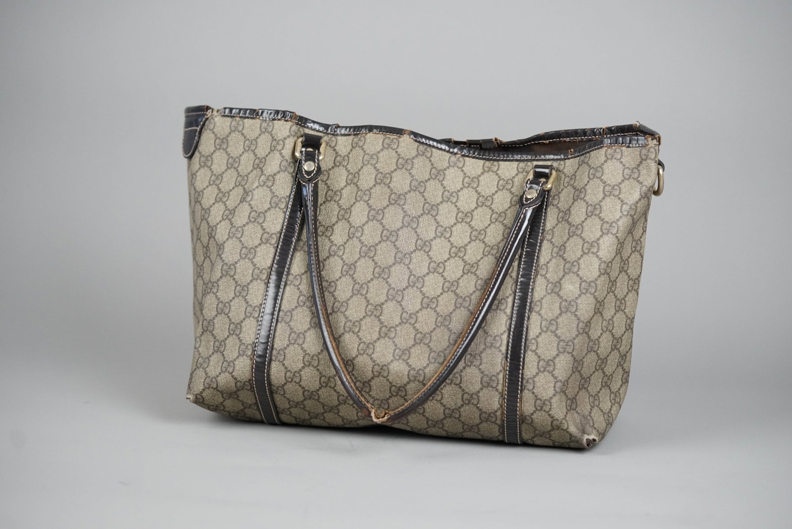 GUCCI GG SUPREME TOTE BAG PVC 524947 BROWN - 7