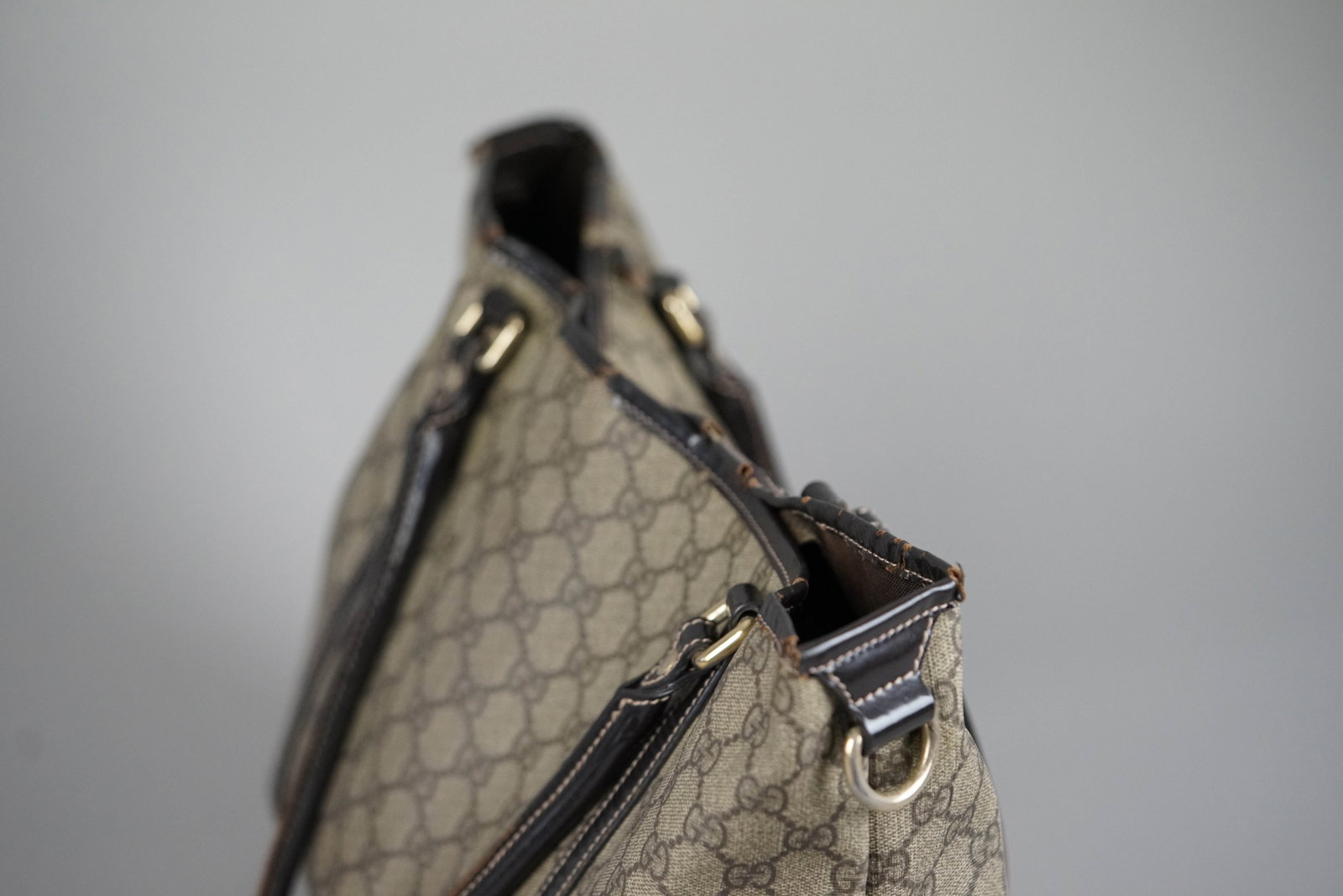 GUCCI GG SUPREME TOTE BAG PVC 524947 BROWN - 9