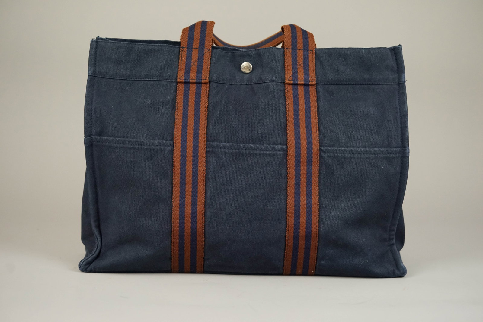 HERMES MM TOTE BAG CANVAS TWO-TONE - 5
