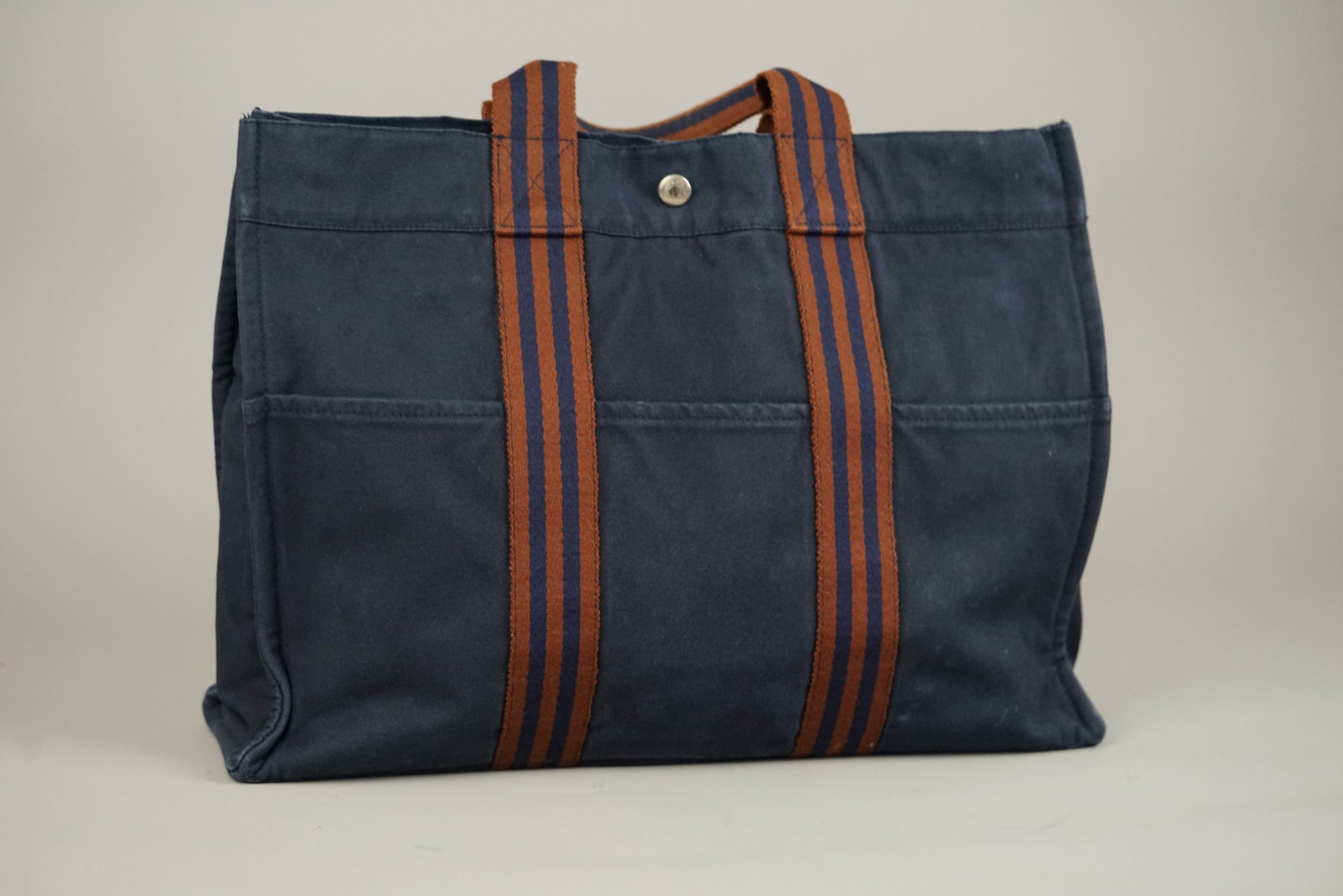 HERMES MM TOTE BAG CANVAS TWO-TONE - 6